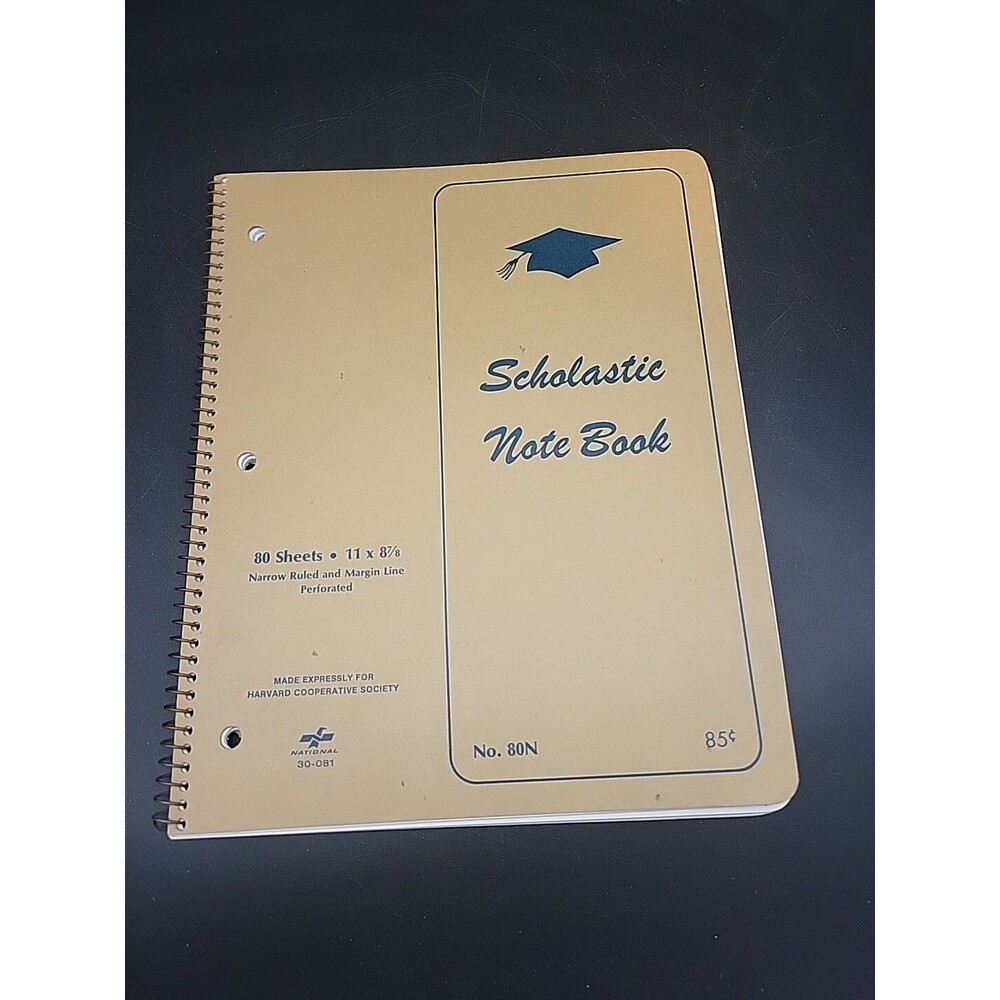 Vintage Scholastic Spiral Note Book Harvard Cooperative Society Narrow Rule